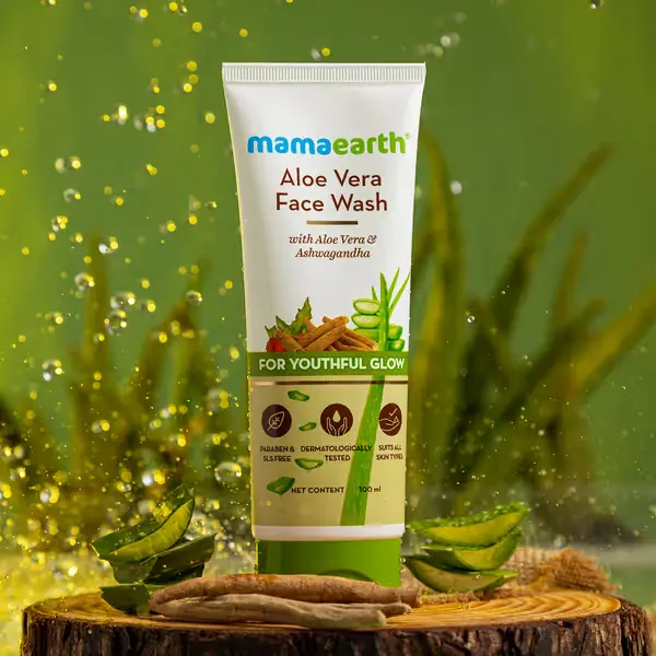Mamaearth Aloe Vera Face Wash with Ashwagandha for Youthful Glow -100ml