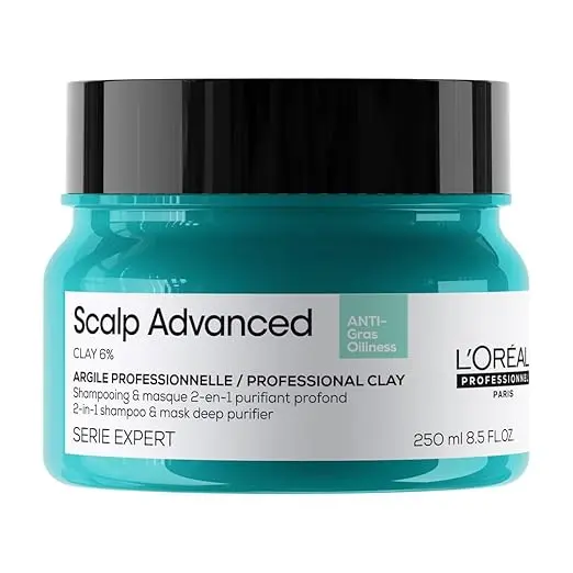 Loréal Professionnel Scalp Advanced Anti-Oiliness 2-In-1 Deep Purifier Clay 250gms| 3% AHA & 6% Clay | For Men & Women