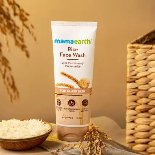 Mamaearth Rice Face Wash With Rice Water & Niacinamide for Glass Skin 100ml