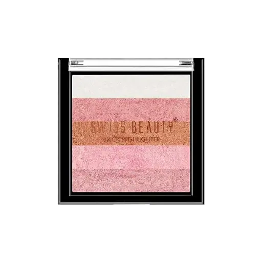 Swiss Beauty Brick Highlighter | Highly-Pigmented Powder Highlighter + Bronzer With Easy-To-Blend Formula | Shade- 3, 7G 