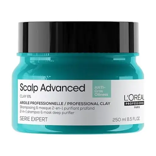 Loréal Professionnel Scalp Advanced Anti-Oiliness 2-In-1 Deep Purifier Clay 250gms| 3% AHA & 6% Clay | For Men & Women